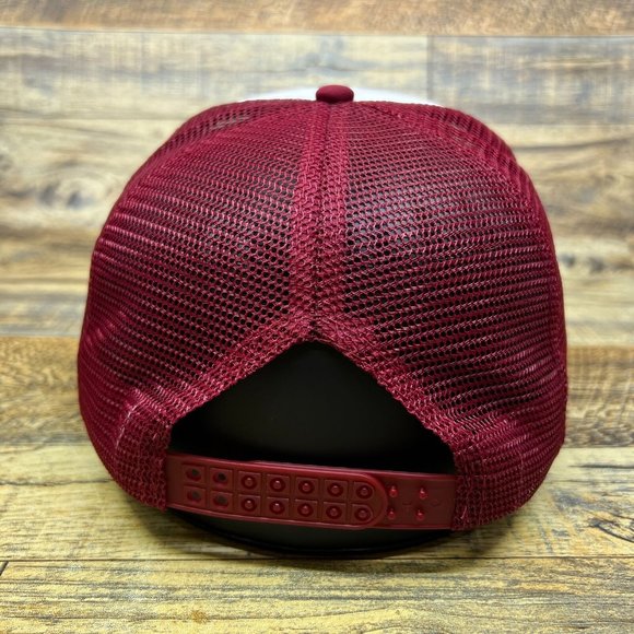 Defunct Burger Chef Mens Trucker Hat Maroon Snapback 1954 Logo Baseball Cap - Picture 5 of 8